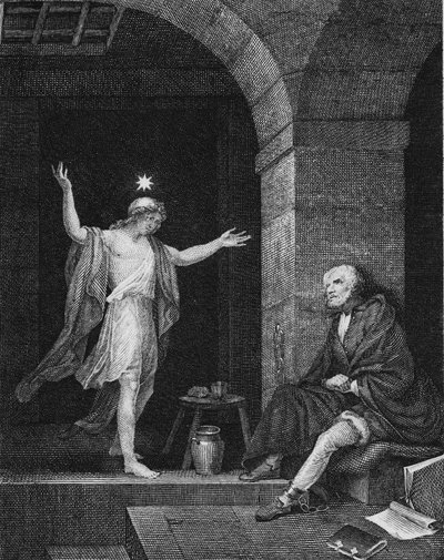 Hesper aparecendo para Colombo na prisão, 1800. de Jean Louis Delignon