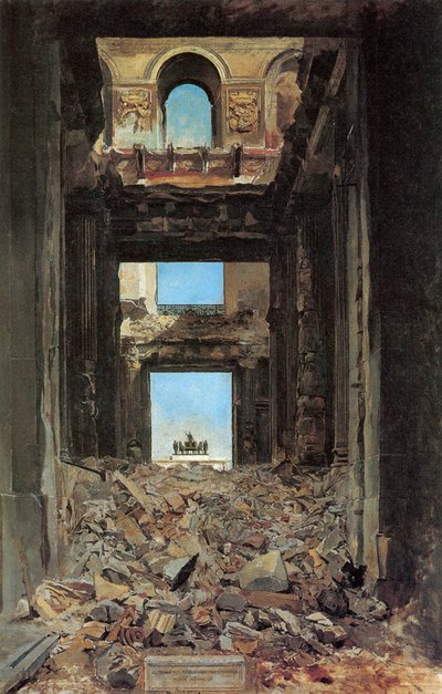 As ruínas do Palácio das Tulherias após a Comuna de 1871, 1877. de Jean Louis Ernest Meissonier