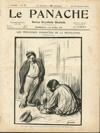 Ilustração de Jean-Louis Forain (1852-1931) para a capa do Le Panache, ilustração da revista Royalist de Jean Louis Forain