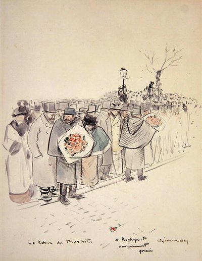 Le Retour du Proscrit, c.1895 (caneta e tinta e aguarela sobre papel) de Jean Louis Forain