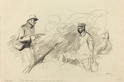 Poilu Acknowledging German Soldier, provavelmente 1918. de Jean Louis Forain