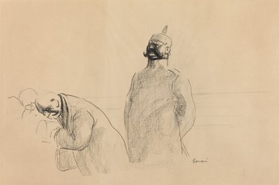 Soldado e civis prussianos, c. 1919. de Jean Louis Forain