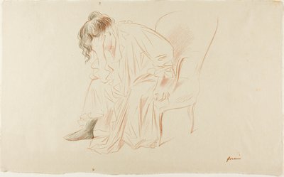 Mulher sentada, cabeça na mão direita de Jean Louis Forain