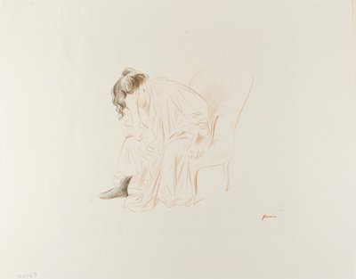 Mulher sentada, cabeça na mão direita de Jean Louis Forain
