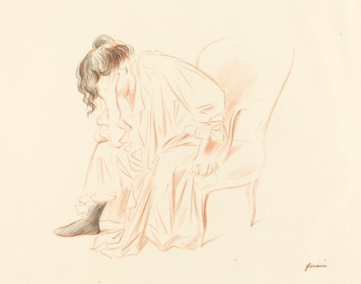 Mulher sentada com a cabeça apoiada na mão direita de Jean Louis Forain