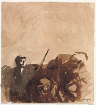 Soldado em uma trincheira (reto) de Jean Louis Forain