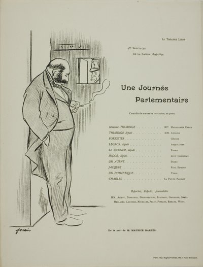 Programa de teatro para Une Journee Parlementaire de Jean Louis Forain