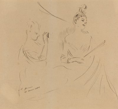 Duas senhoras em um Loge, 1886. de Jean Louis Forain
