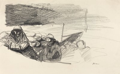 Dois soldados em uma trincheira, c. 19141919. de Jean Louis Forain