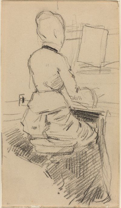 Jovem Mulher Sentada em um Piano [recto], c. 1890. de Jean Louis Forain