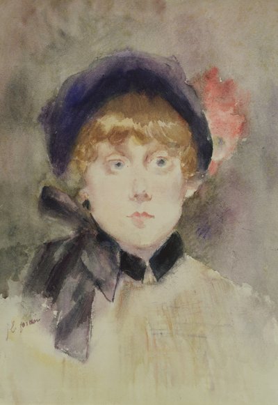 Jovem mulher em um chapéu azul, 1883 (wc) de Jean Louis Forain