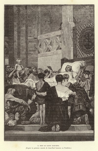 La Mort de Sainte Genevieve. Morte de St Genevieve, c512 (gravura) de Jean Louis Hamon