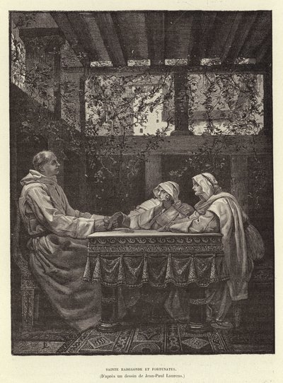 Sainte Radegonde et Fortunatus. São Radegundo e o poeta Venentius Fortunatus, século VI (gravura) de Jean Louis Hamon