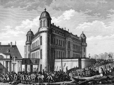 Revolução Francesa: Canon trazido ao Chateau de Chantilly em Paris no dia 9 de Agosto de Jean Louis II (after) Prieur