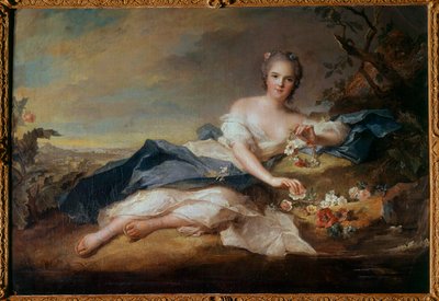 Retrato de Madame Henriette da França (1727-1752) em Flore, filha de Luís XV Pintura de Jean Marc (Jean-Marc) Nattier (1685-1766) 1742 Sol 0,96x1,51 m de Jean Marc Nattier