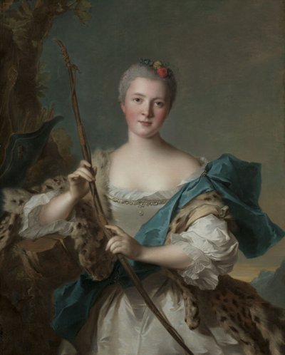 Retrato de uma mulher como Diana, 1752 de Jean Marc Nattier
