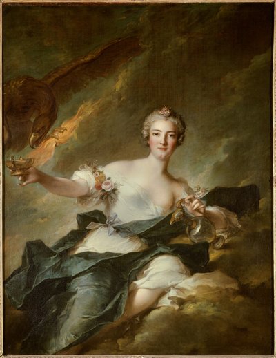 Retrato da Duquesa de Chaulnes, representada em Hebe, deusa da Razão (Anne Josephe Bonnier de la Masson (1718-1787), esposa do Duque de Chaulnes) É representada com uma águia simbolizando o deus Júpiter - Pintura de Jean Marc (Jean-Marc) Nattie de Jean Marc Nattier