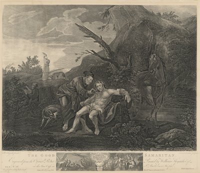 O Bom Samaritano de Jean Marie Delatre and Simon Francois Ravenet I after William Hogarth