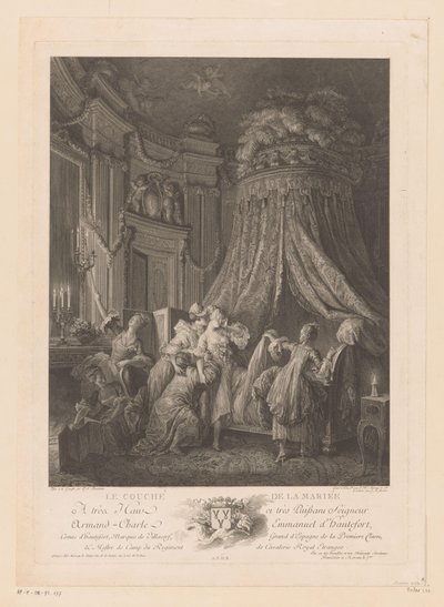 Jovem levantada para sua cama Le Coucher de la Mariee (título no objeto) de Jean Michel Moreau