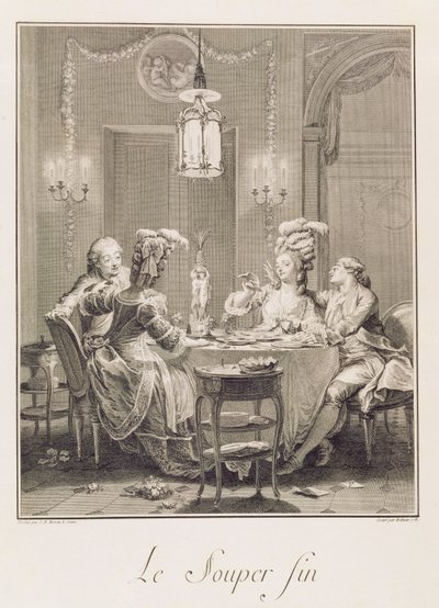 A bela ceia, 1781, gravada por IS Helman (1743-1809) de Jean Michel the Younger Moreau