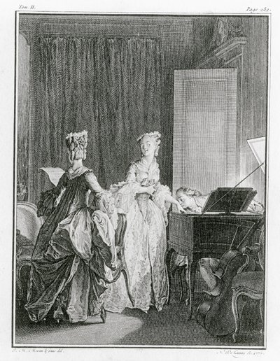 O cravo, ilustração de "La Nouvelle-Heloise", de Jean-Jacques Rousseau (1712-1778), gravada por Noel Le Mire (1724-1800) (ver também 208105) de Jean Michel the Younger Moreau
