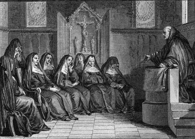 Abelard e Heloise: Pierre Abelard ou Abailard (1079-1142) tornou-se monge da abadia de Saint Denis. Gravura de Jean Michel Moreau, dit Moreau le Jeune (1741- 1814) de Jean Michel the Younger Moreau