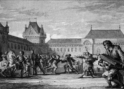 Instituição das páginas: estabelecimento de formação nas tarefas físicas e domésticas do métier da página. Período carolíngio, regne de Carlos Magno, séc. VIII-9º. Gravura de Jean Michel Moreau, dit Moreau le Jeune (1741- 1814) de Jean Michel the Younger Moreau