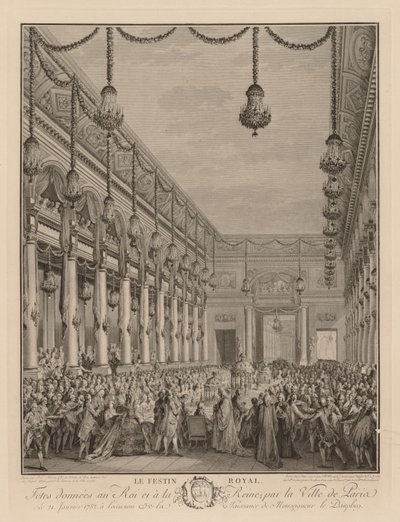 A festa real no Hôtel de Ville, 21 de janeiro de 1782. de Jean Michel the Younger Moreau