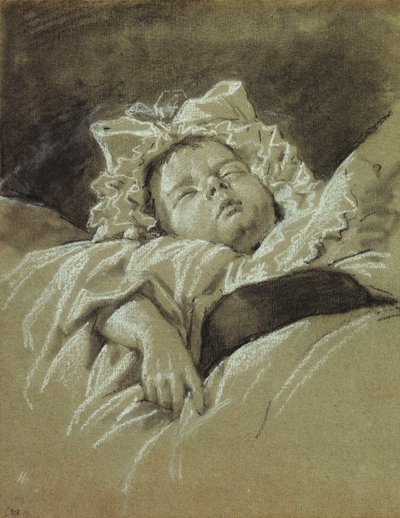 A cabeça de uma criança adormecida, de Jean Michel the Younger Moreau