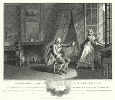 As últimas palavras de Jean-Jacques Rousseau (gravura) de Jean Michel the Younger Moreau