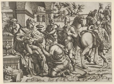 Adoração dos Magos, c. 1545. de Jean Mignon