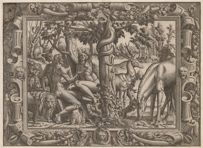 A Tentação de Eva, c. 15451547. de Jean Mignon