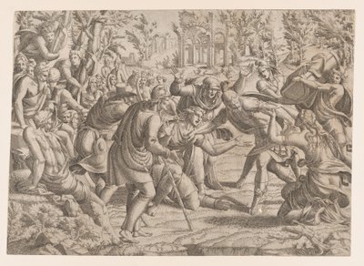 O Traiçoeiro Sinon Trazido ao Acampamento do Troiano pelos Pastores, 1535-55. de Jean Mignon