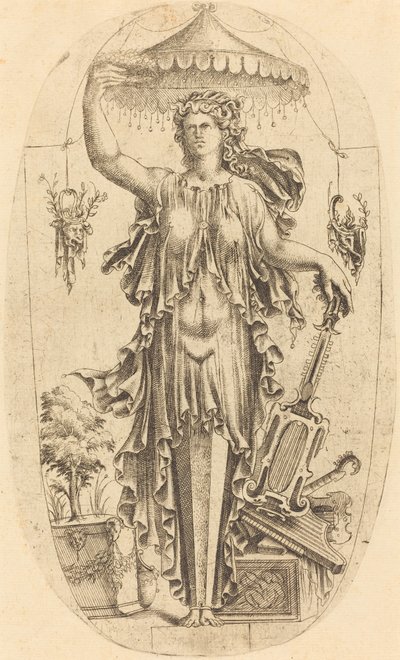 Mulher com instrumento musical de Jean Mignon