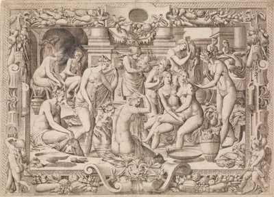 Mulheres a tomar banho, 1535-55. de Jean Mignon