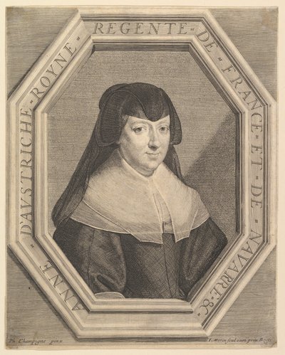 Ana da Áustria, Rainha da França, em traje de luto. de Jean Morin