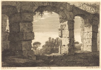 Ruínas de um aqueduto de Jean Morin after Claude Lorrain