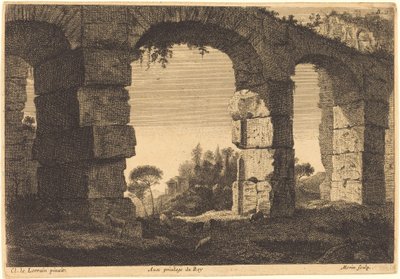 Ruínas de um aqueduto de Jean Morin after Claude Lorrain
