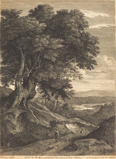 Paisagem montanhosa com viajantes a pé de Jean Morin, after Jacques Fouquières