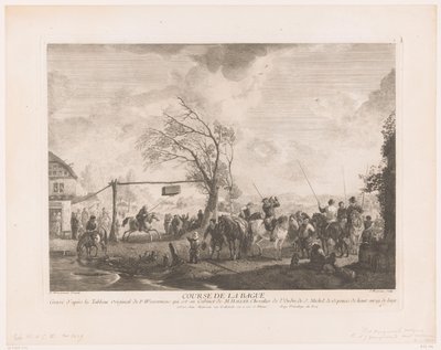 Apunhalamento de anéis numa estalagem de aldeia
Cours de la bague (título sobre o objecto)
Impressões após pinturas de Philips Wouwerman (título da série)
Oeuvres de Ph.pe Wouwermans Hollandois (título da série) de Jean Moyreau