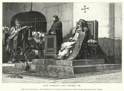Papa Formoso e Estêvão VII (gravura) de Jean Paul (after) Laurens