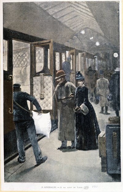 Partida para o comboio da noite na Gare de Lyon - desenho de Sinibaldi de Jean Paul Sinibaldi
