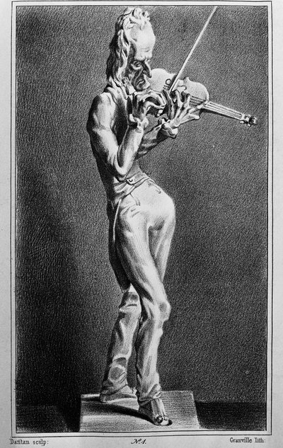 Niccolo Paganini (1782-1840), violinista e compositor italiano. Caricatura após a escultura de Jean Pierre Dantan, o jovem. de Jean Pierre (after) Dantan