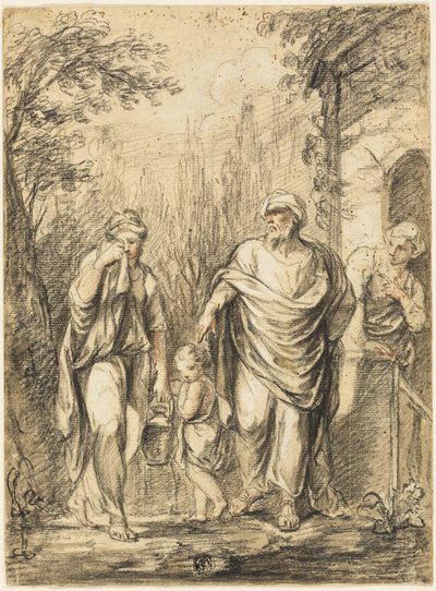 Abraão expulsando Agar e Ismael de Jean Pierre Antoine Tassaert
