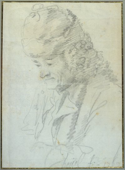 Voltaire (1694-1778) na velhice, 1769 (crayon no papel) de Jean-Pierre Houel