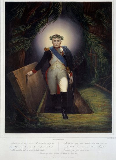 Retrato no pé de Napoleão I (1769 - 1821) de sua tumba. Jean Jacques Werner (1791-1849) e Jean Pierre Marie Jazet (1788-1871) de Jean Pierre Marie Jazet