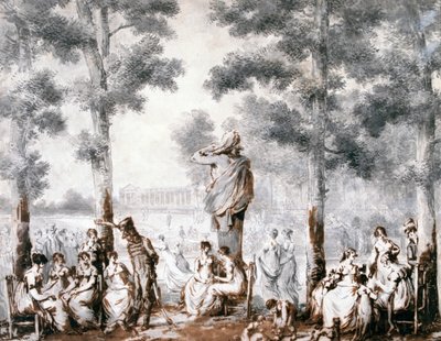 O terraço das Tulherias, 1807 de Jean Pierre Norblin de La Gourdaine