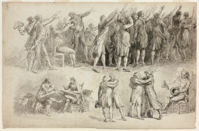 Estudos para o Juramento da Quadra de Tênis de Jean Pierre Norblin de La Gourdaine
