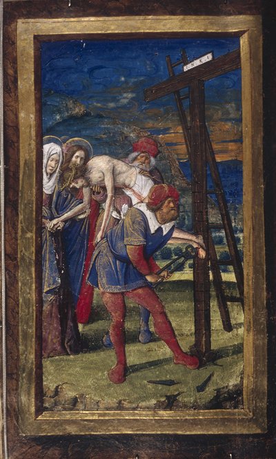 A Descida da Cruz de Lettres Bâtardes, ca 1490-1510 de Jean Poyet