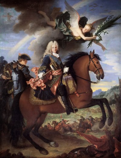 Retrato equestre de Philip V 1683-1746, rei da Espanha, 1723. de Jean Ranc